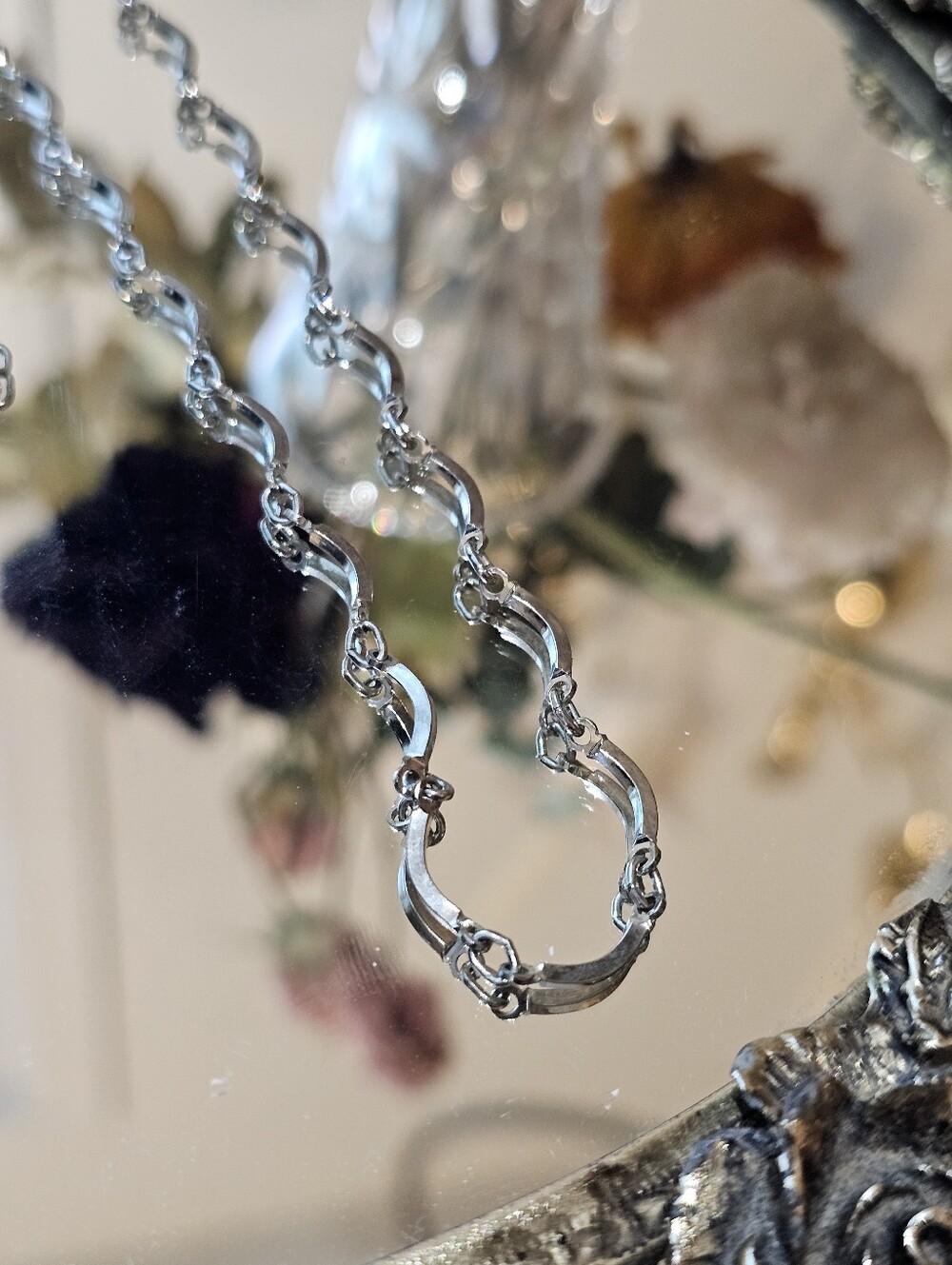Vintage Silver Sculpted Link Necklace